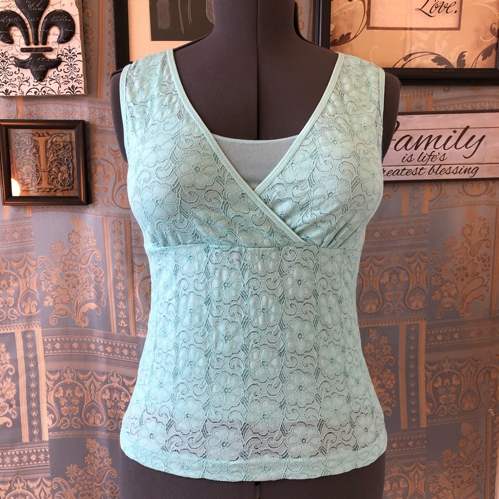Mint green lace top size small Covington